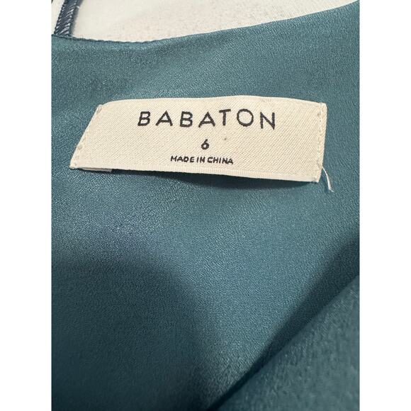 Aritzia Babaton Hamptons Dress Peacock / Deanude Size 6 Watercolor Open Back - Picture 5 of 7